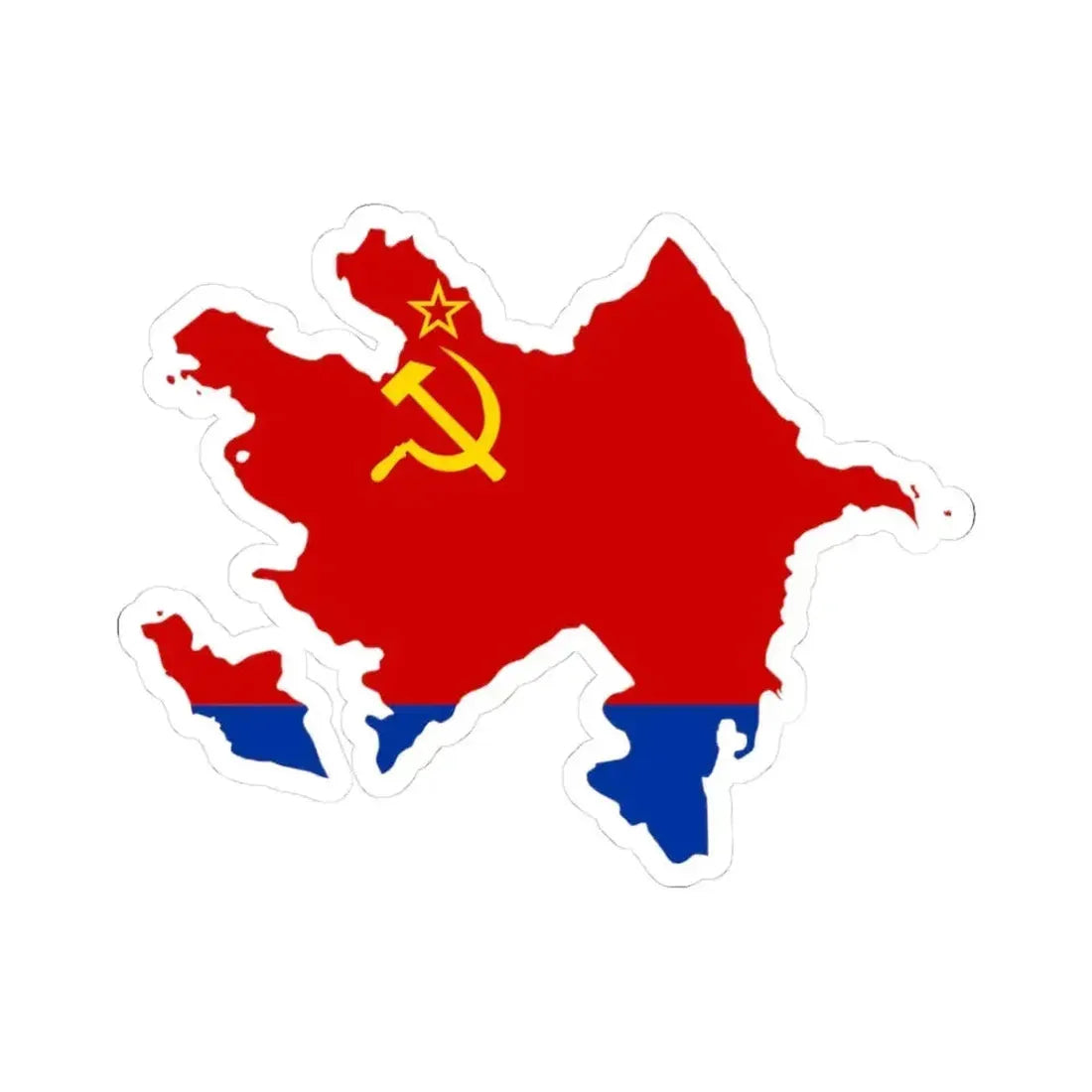 Flag map of the Azerbaijan SSR 1952-1991 (Azerbaijan) STICKER Vinyl Kiss-Cut Decal 3 Inch White - The Sticker Space