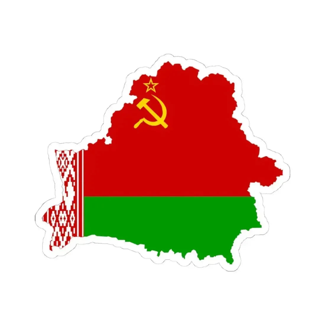 Flag map of the Byelorussian SSR 1951-1991 (Belarus) STICKER Vinyl Kiss-Cut Decal 4 Inch White - The Sticker Space