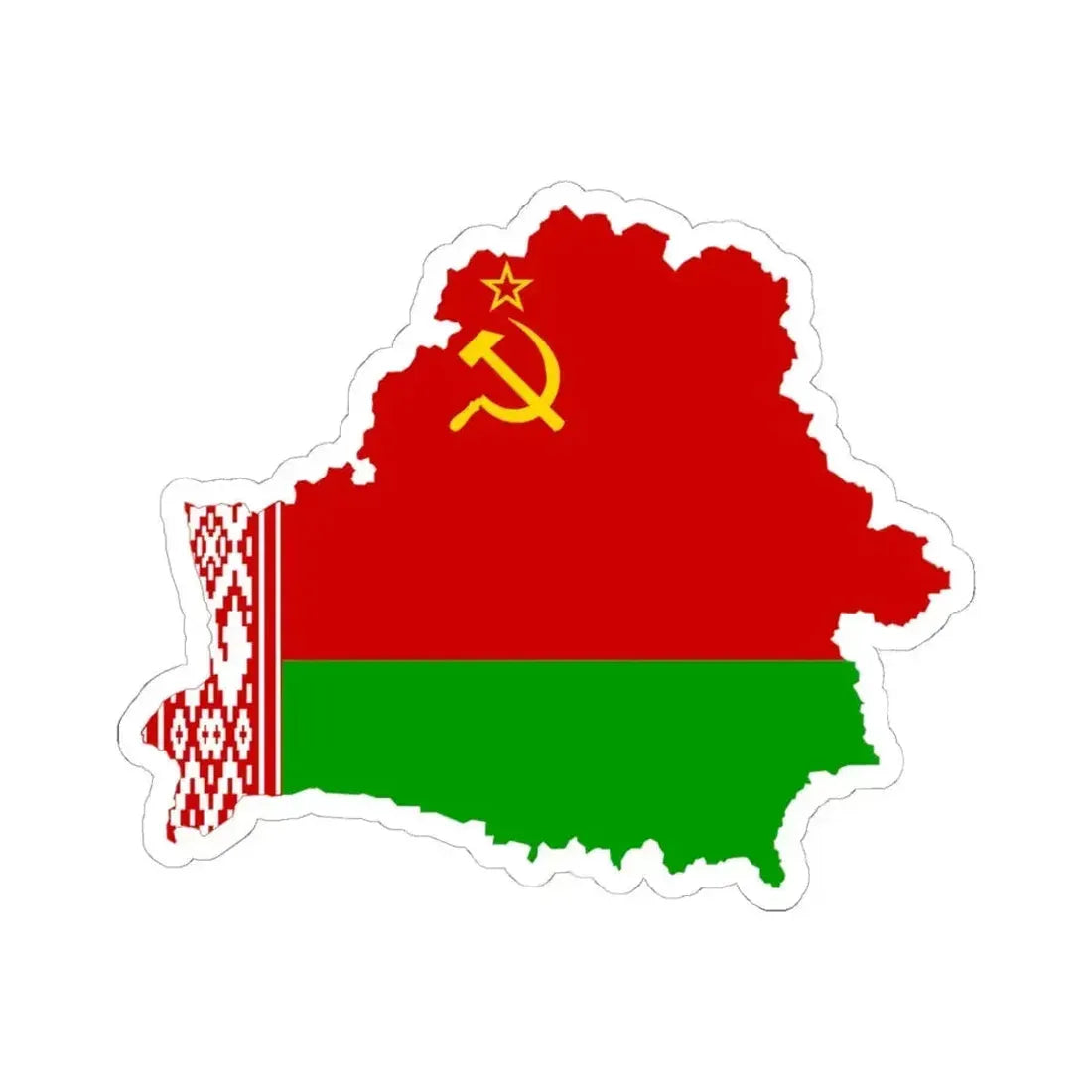 Flag map of the Byelorussian SSR 1951-1991 (Belarus) STICKER Vinyl Kiss-Cut Decal 6 Inch White - The Sticker Space