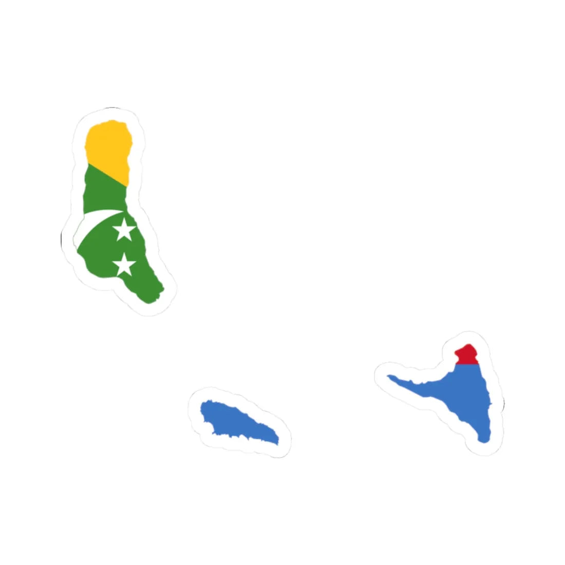 Flag map of the Comoros (Comoros) STICKER Vinyl Kiss-Cut Decal 2 Inch White - The Sticker Space