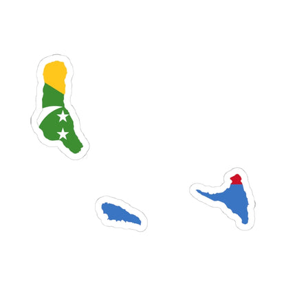 Flag map of the Comoros (Comoros) STICKER Vinyl Kiss-Cut Decal 4 Inch White - The Sticker Space