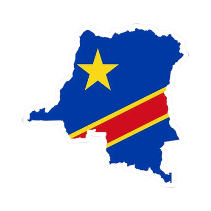 Flag map of the Democratic Republic of the Congo 1966-1971 (Congo) STICKER Vinyl Kiss-Cut Decal 2 Inch White - The Sticker Space