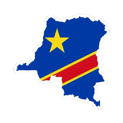 Flag map of the Democratic Republic of the Congo 1966-1971 (Congo) STICKER Vinyl Kiss-Cut Decal 3 Inch White - The Sticker Space