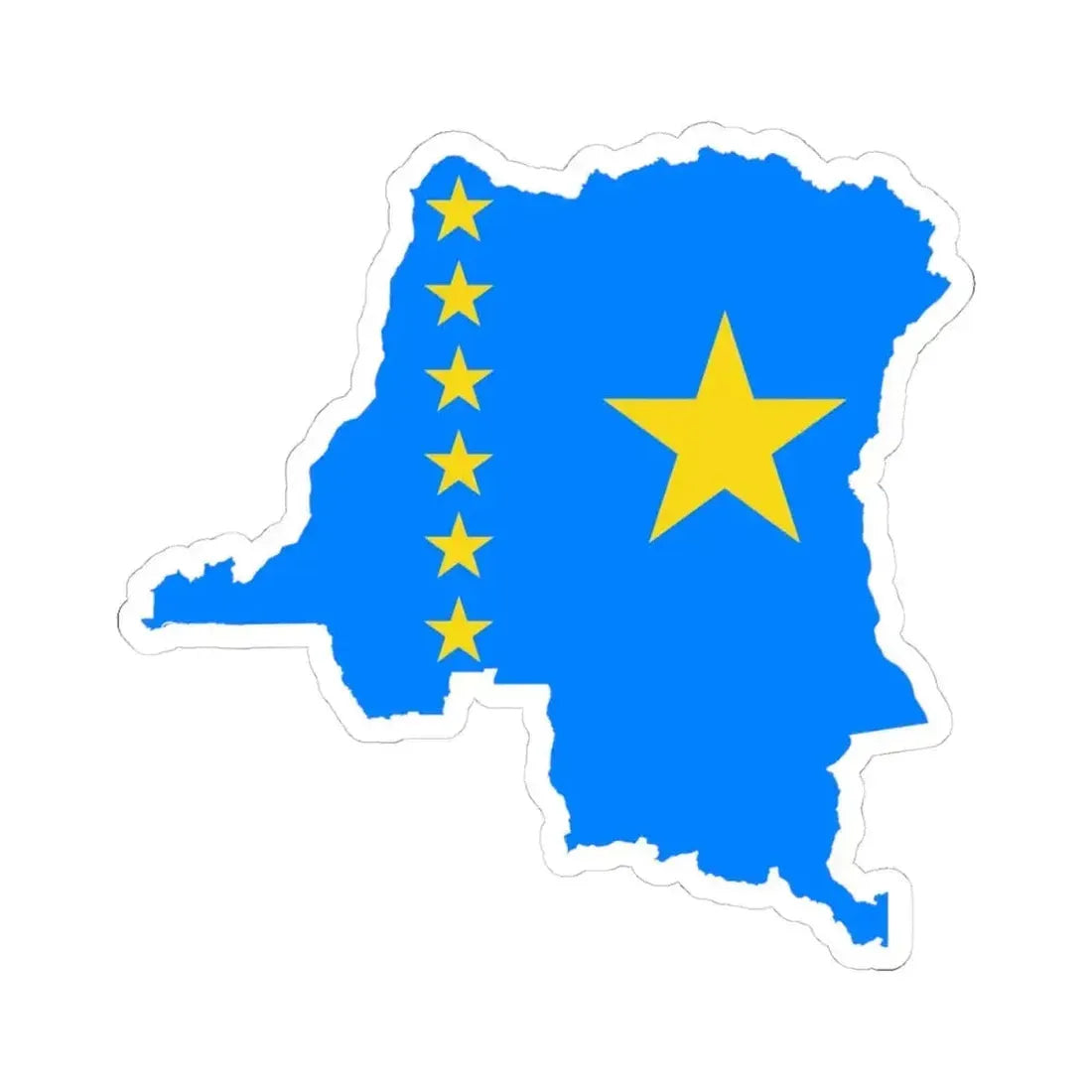 Flag map of the Democratic Republic of the Congo 2003-2006 (Congo) STICKER Vinyl Kiss-Cut Decal 4 Inch White - The Sticker Space