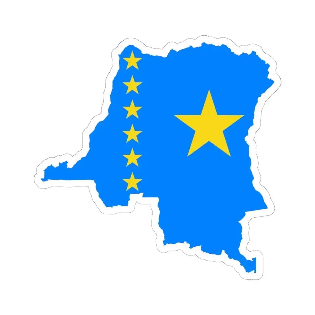 Flag map of the Democratic Republic of the Congo 2003-2006 (Congo) STICKER Vinyl Kiss-Cut Decal 6 Inch White - The Sticker Space