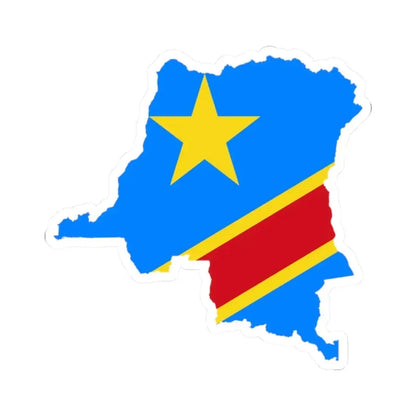 Flag map of the Democratic Republic of the Congo (Congo) STICKER Vinyl Kiss-Cut Decal 2 Inch White - The Sticker Space