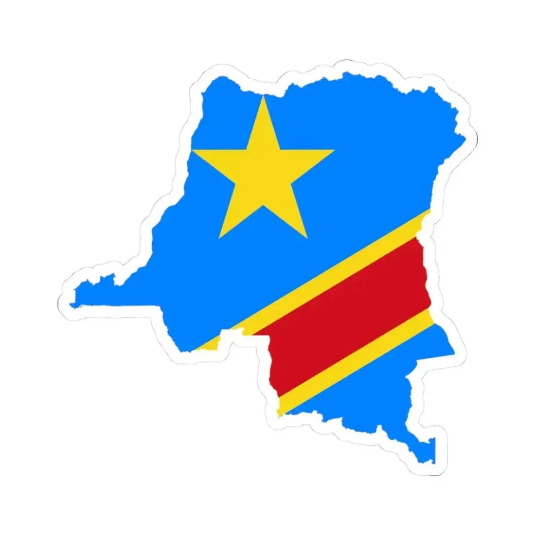 Flag map of the Democratic Republic of the Congo (Congo) STICKER Vinyl Kiss-Cut Decal 3 Inch White - The Sticker Space