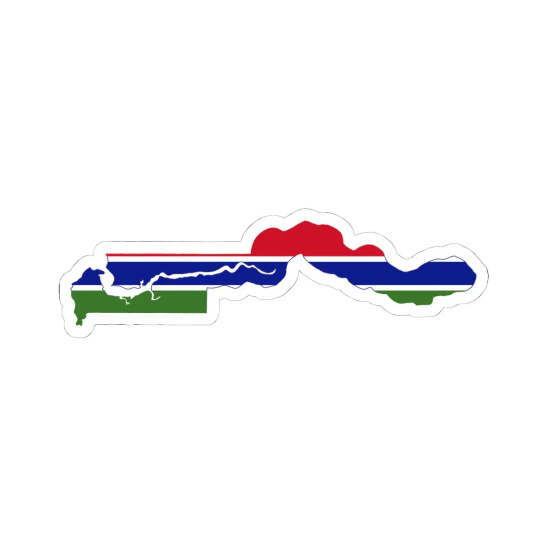Flag map of The Gambia (Gambia) STICKER Vinyl Kiss-Cut Decal 4 Inch White - The Sticker Space