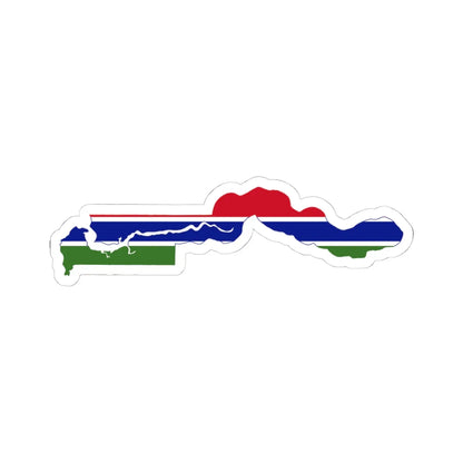 Flag map of The Gambia (Gambia) STICKER Vinyl Kiss-Cut Decal 4 Inch White - The Sticker Space