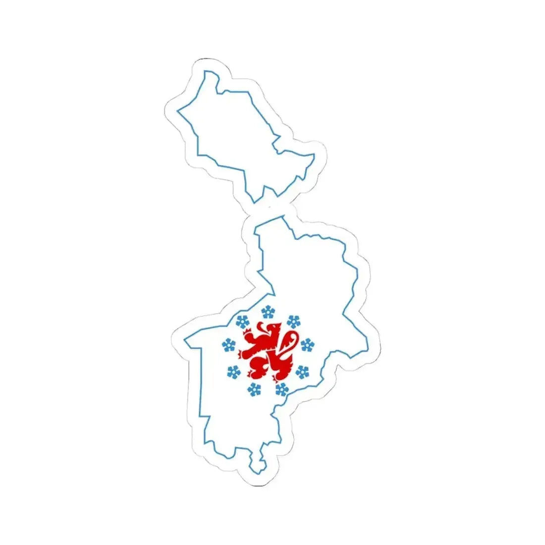 Flag-map of the German-speaking Community of Belgium (Belgium) STICKER Vinyl Kiss-Cut Decal 4 Inch White - The Sticker Space