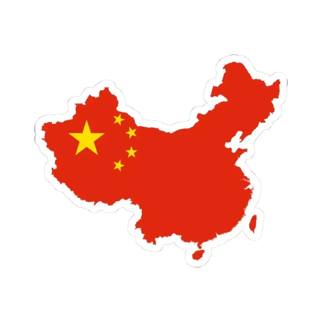 Flag-map of the Greater Peoples Republic of China (China) STICKER Vinyl Kiss-Cut Decal 3 Inch White - The Sticker Space