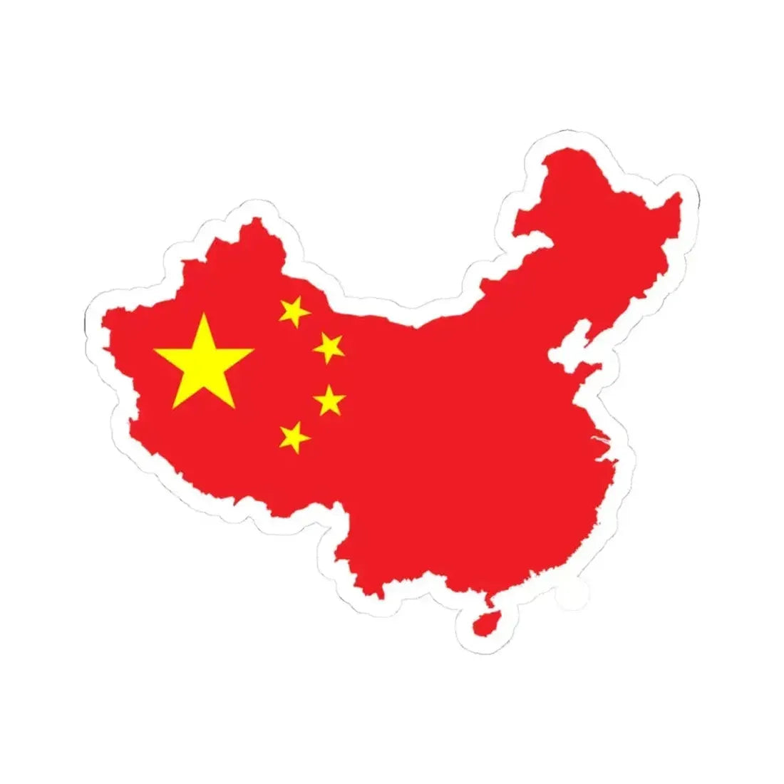 Flag-map of the Peoples Republic of China (China) STICKER Vinyl Kiss-Cut Decal 3 Inch White - The Sticker Space