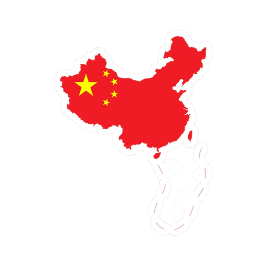 Flag-map of the Peoples Republic of China include nine-dash line (China) STICKER Vinyl Kiss-Cut Decal 2 Inch White - The Sticker Space