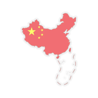 Flag-map of the Peoples Republic of China include nine-dash line (China) STICKER Vinyl Kiss-Cut Decal 6 Inch Transparent - The Sticker Space