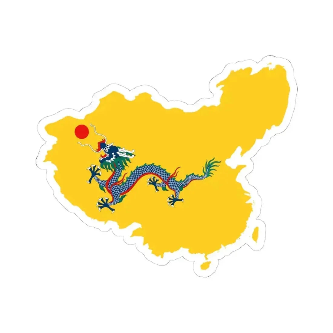 Flag map of the Qing dynasty 1820 (China) STICKER Vinyl Kiss-Cut Decal 4 Inch White - The Sticker Space