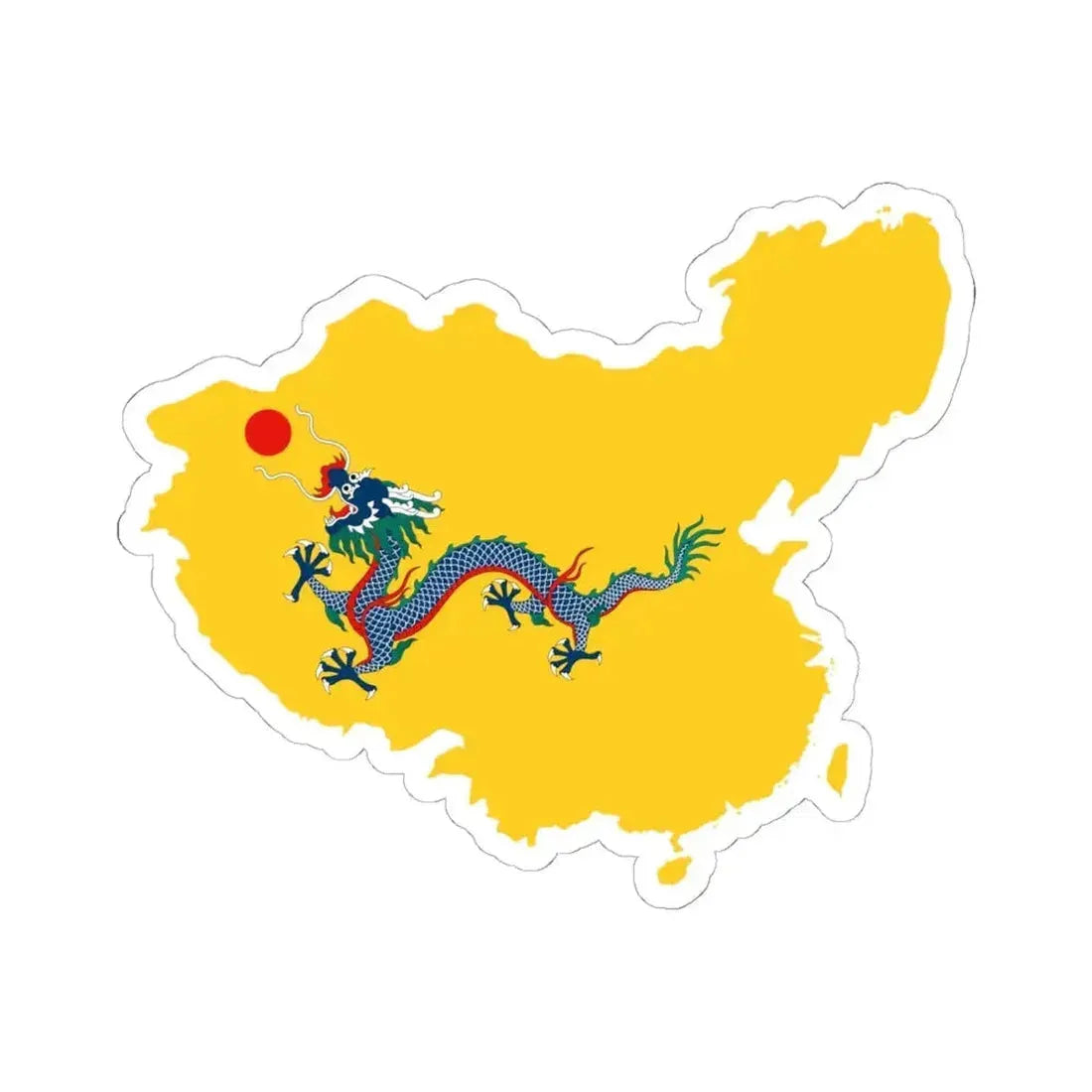 Flag map of the Qing dynasty 1820 (China) STICKER Vinyl Kiss-Cut Decal 6 Inch White - The Sticker Space