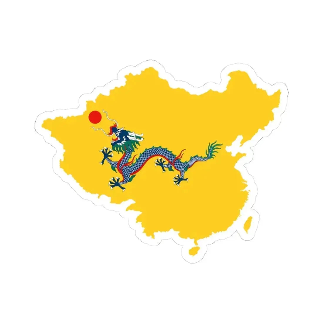 Flag map of the Qing dynasty 1862-1912 (China) STICKER Vinyl Kiss-Cut Decal 3 Inch White - The Sticker Space