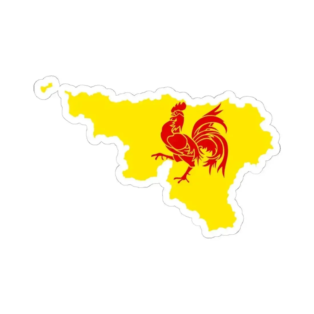 Flag map of the Region of Wallonia (Belgium) STICKER Vinyl Kiss-Cut Decal 6 Inch White - The Sticker Space