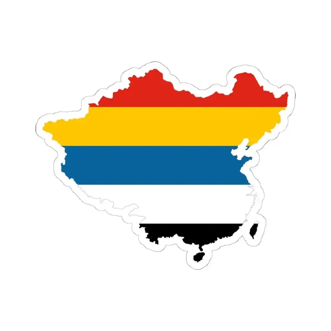 Flag map of the Republic of China Beiyang Government (China) STICKER Vinyl Kiss-Cut Decal 6 Inch White - The Sticker Space