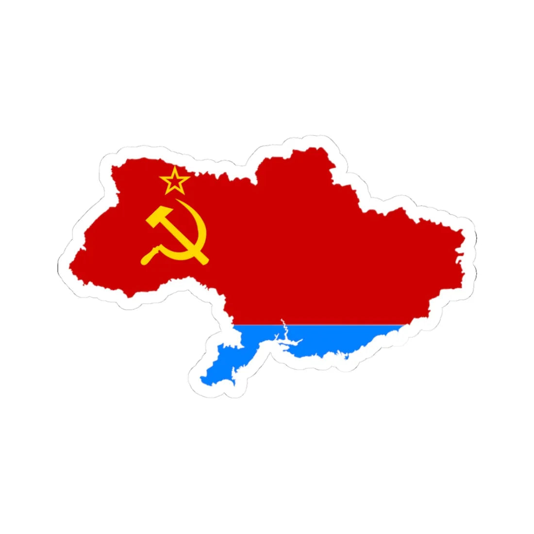 Flag map of the Ukrainian SSR 1949-1954 (Ukraine) STICKER Vinyl Kiss-Cut Decal 3 Inch White - The Sticker Space