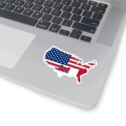 Flag-map of the United and Confederate States (United States) STICKER Vinyl Kiss-Cut Decal - The Sticker Space