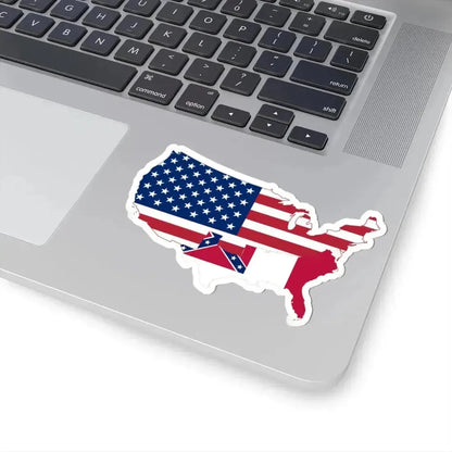 Flag-map of the United and Confederate States (United States) STICKER Vinyl Kiss-Cut Decal - The Sticker Space
