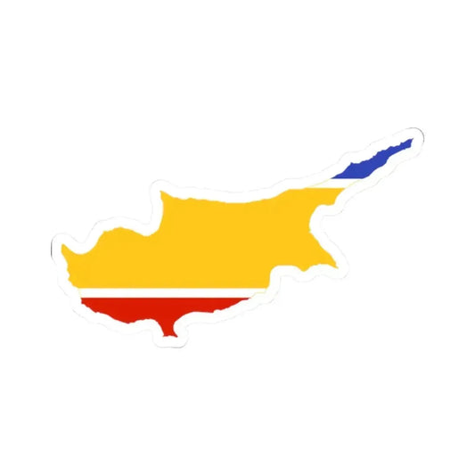 Flag-map of the United Cyprus Republic (Cyprus) STICKER Vinyl Kiss-Cut Decal 2 Inch White - The Sticker Space