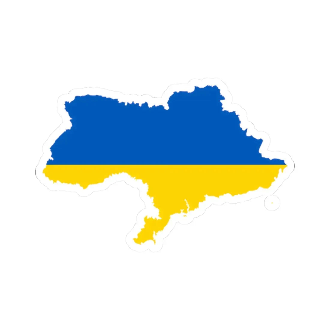 Flag map of Ukraine April 17 2022 (Ukraine) STICKER Vinyl Kiss-Cut Decal 2 Inch White - The Sticker Space