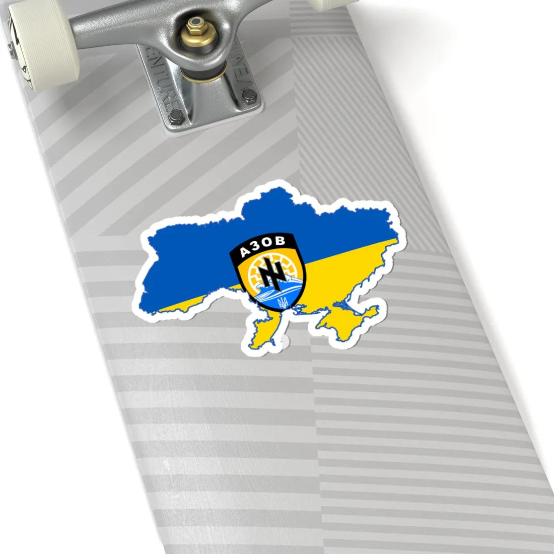 Flag map of Ukraine with the emblem of the Azov Battalion (Ukraine) STICKER Vinyl Kiss-Cut Decal - The Sticker Space