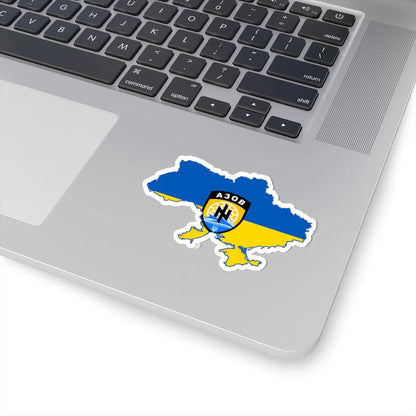 Flag map of Ukraine with the emblem of the Azov Battalion (Ukraine) STICKER Vinyl Kiss-Cut Decal - The Sticker Space
