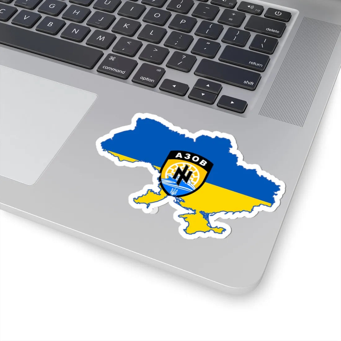 Flag map of Ukraine with the emblem of the Azov Battalion (Ukraine) STICKER Vinyl Kiss-Cut Decal - The Sticker Space