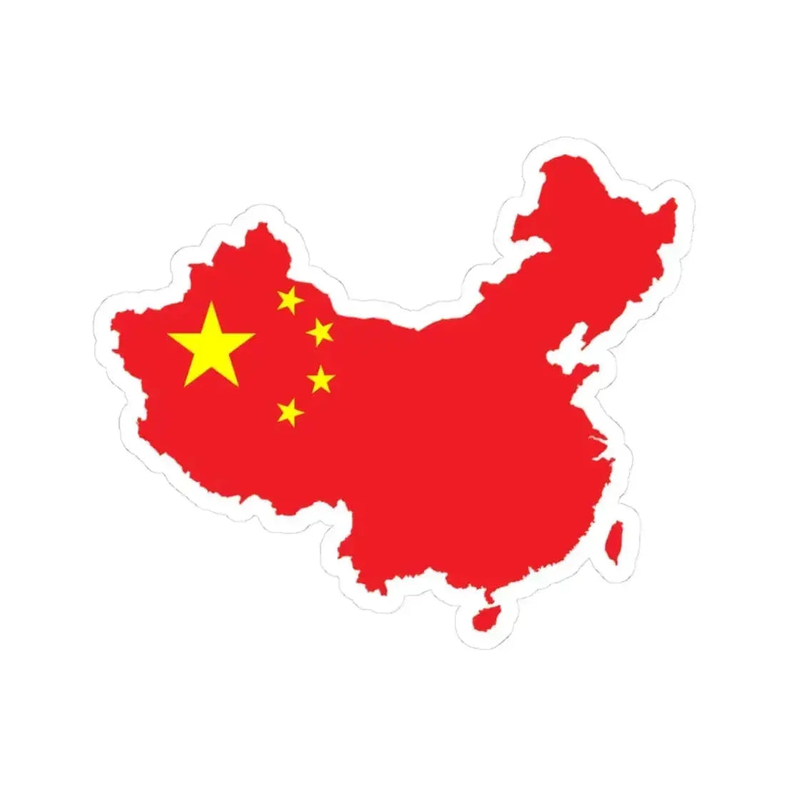 Flag map of Unified China Peoples Republic of China (China) STICKER Vinyl Kiss-Cut Decal 3 Inch White - The Sticker Space