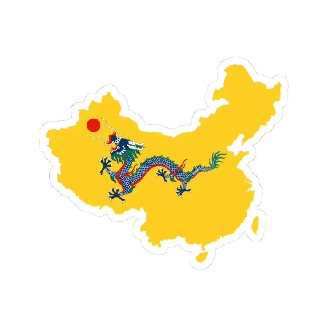 Flag map of Unified China Qing dynasty (China) STICKER Vinyl Kiss-Cut Decal 3 Inch White - The Sticker Space