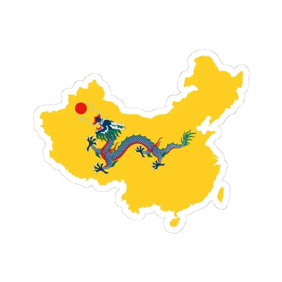 Flag map of Unified China Qing dynasty (China) STICKER Vinyl Kiss-Cut Decal 4 Inch White - The Sticker Space