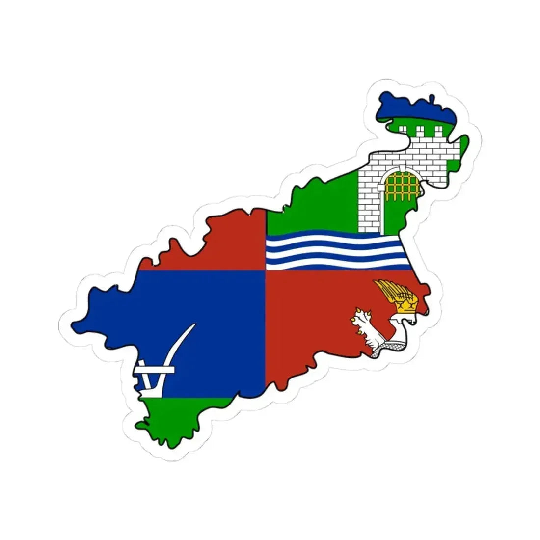 Flag-map of Usti nad Labem Region (Czech Republic) STICKER Vinyl Kiss-Cut Decal 3 Inch White - The Sticker Space