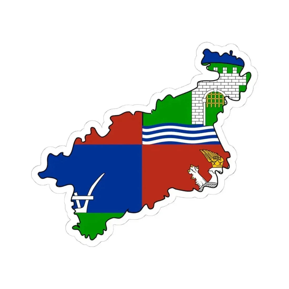 Flag-map of Usti nad Labem Region (Czech Republic) STICKER Vinyl Kiss-Cut Decal 4 Inch White - The Sticker Space