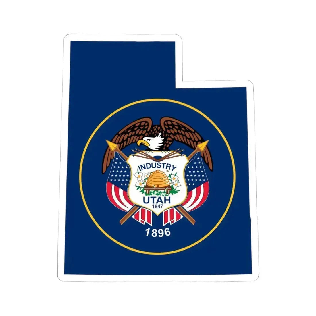 Flag-map of Utah (United States) STICKER Vinyl Kiss-Cut Decal 4 Inch White - The Sticker Space