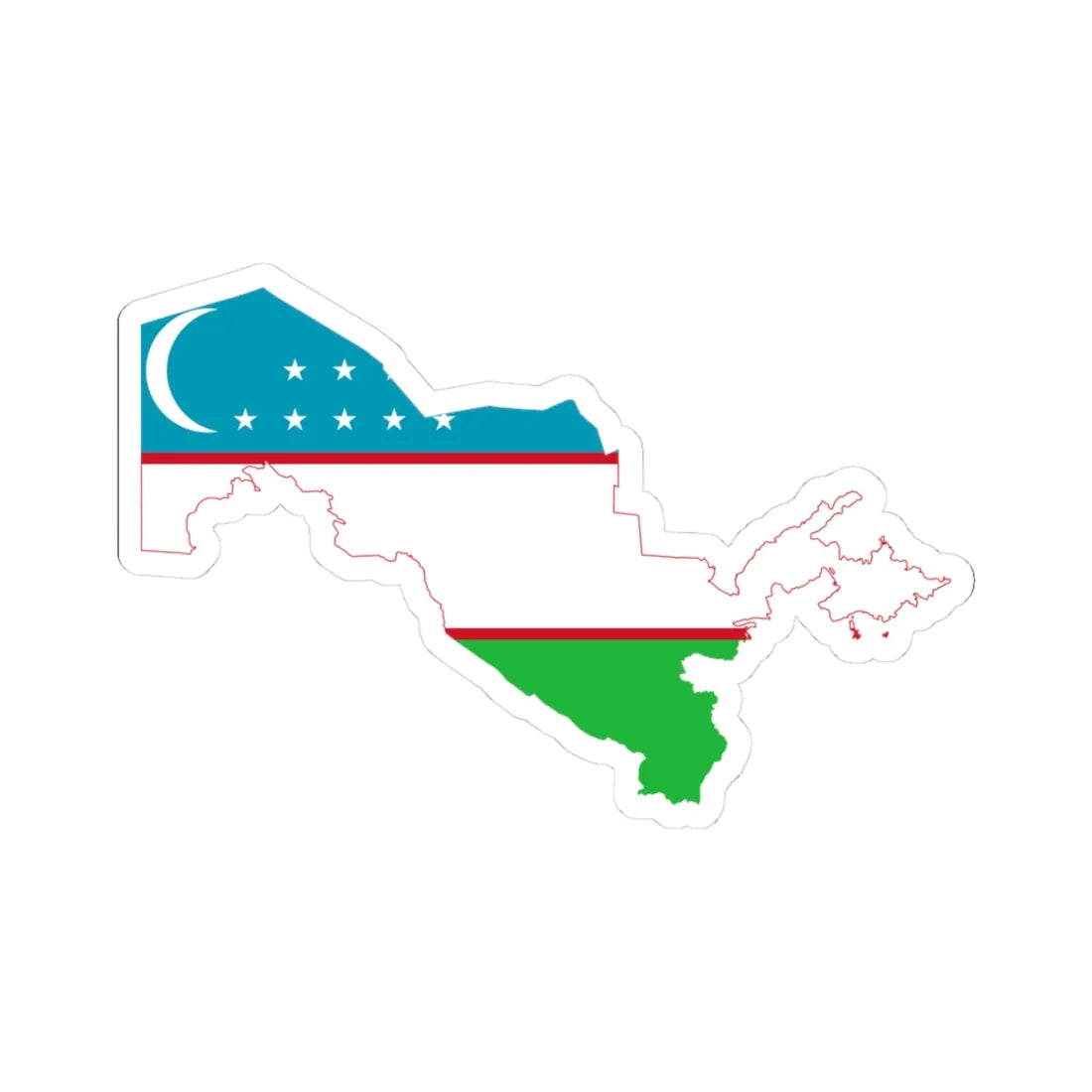 Flag-map of Uzbekistan (Uzbekistan) STICKER Vinyl Kiss-Cut Decal 3 Inch White - The Sticker Space