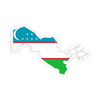 Flag-map of Uzbekistan (Uzbekistan) STICKER Vinyl Kiss-Cut Decal 4 Inch White - The Sticker Space