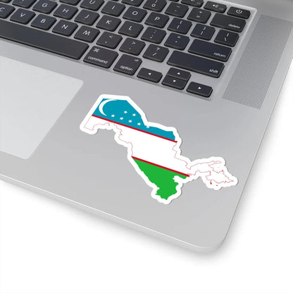 Flag-map of Uzbekistan (Uzbekistan) STICKER Vinyl Kiss-Cut Decal - The Sticker Space