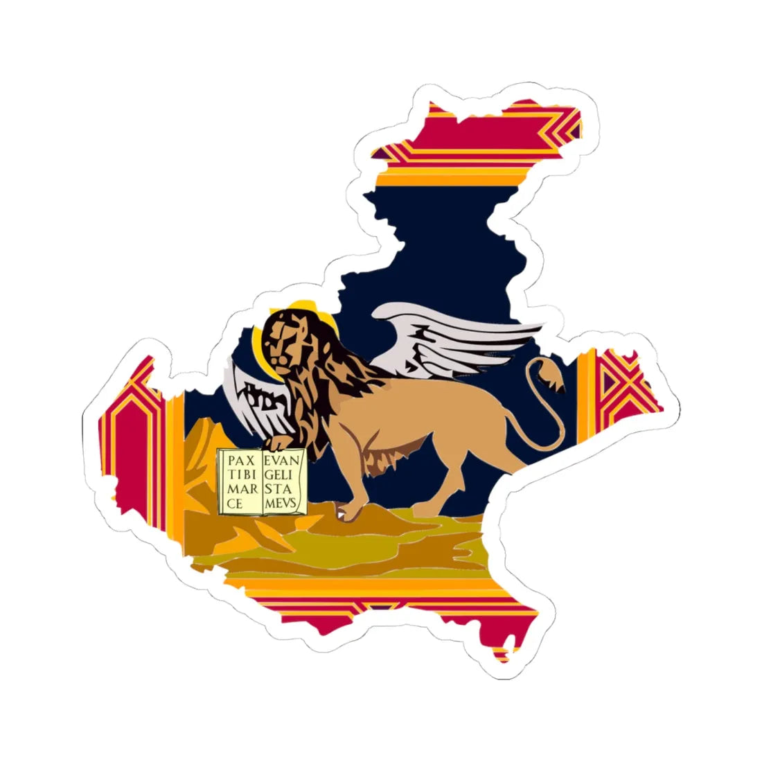 Flag-map of Veneto (Italy) STICKER Vinyl Kiss-Cut Decal 4 Inch White - The Sticker Space