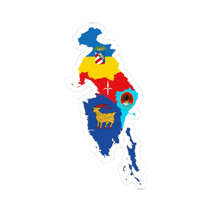 Flag map of Venezia Giulia (Italy) STICKER Vinyl Kiss-Cut Decal 3 Inch White - The Sticker Space