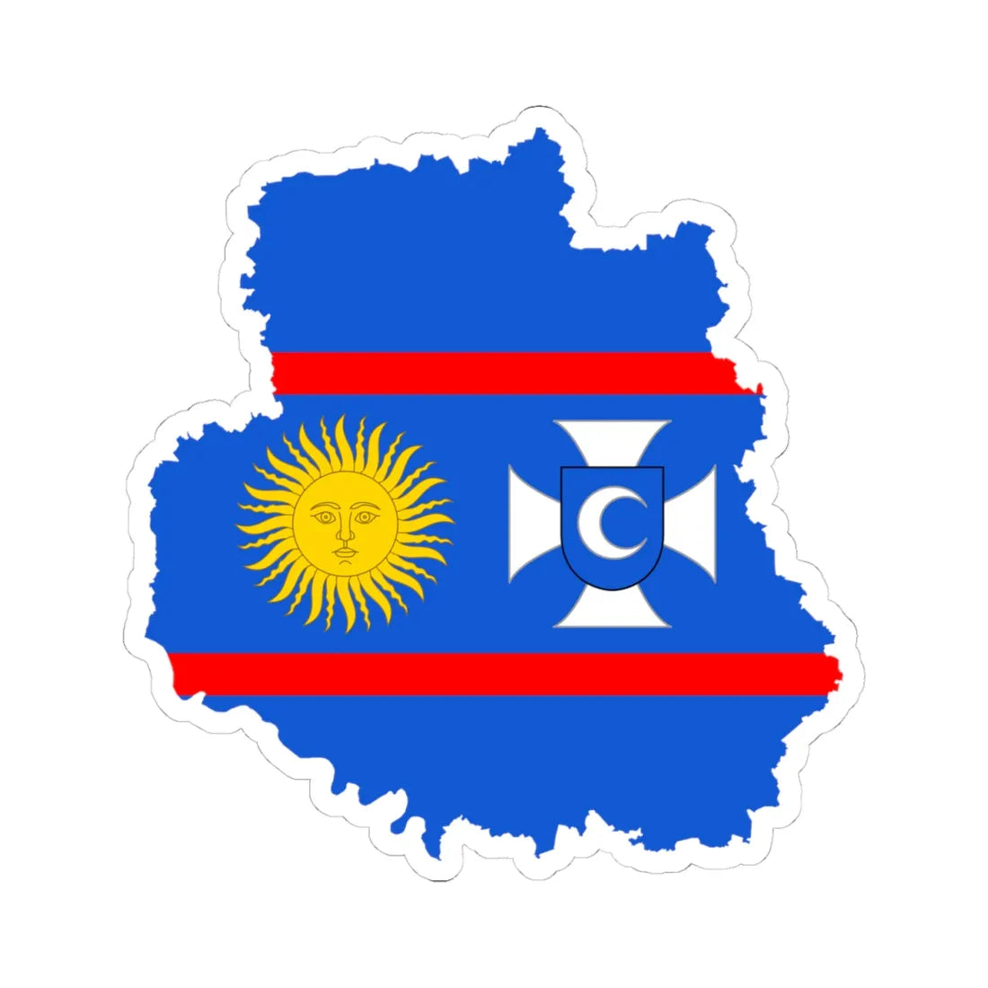 Flag-map of Vinnytsia Oblast (Ukraine) STICKER Vinyl Kiss-Cut Decal 4 Inch White - The Sticker Space