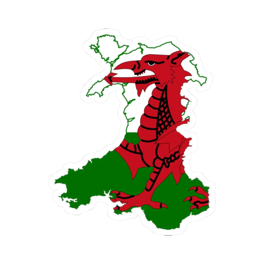 Flag map of Wales (United Kingdom) STICKER Vinyl Kiss-Cut Decal 2 Inch White - The Sticker Space