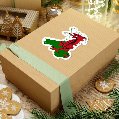 Flag map of Wales (United Kingdom) STICKER Vinyl Kiss-Cut Decal - The Sticker Space
