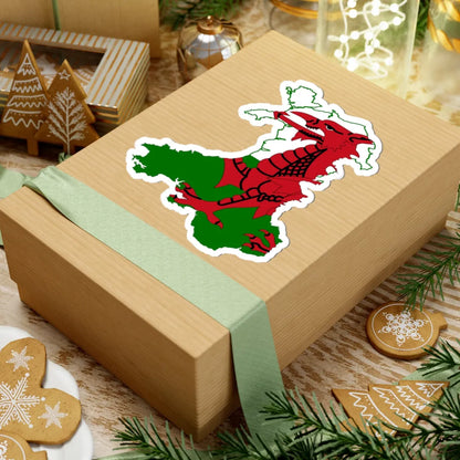 Flag map of Wales (United Kingdom) STICKER Vinyl Kiss-Cut Decal - The Sticker Space