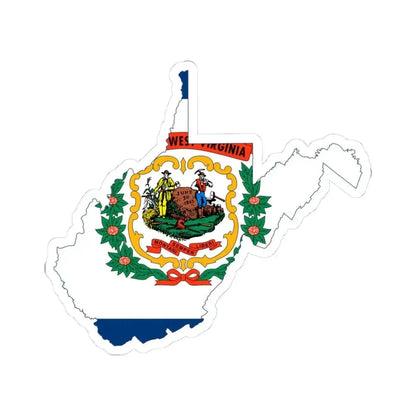 Flag-map of West Virginia (United States) STICKER Vinyl Kiss-Cut Decal 3 Inch White - The Sticker Space
