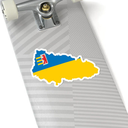 Flag-map of Zakarpattia Oblast (Ukraine) STICKER Vinyl Kiss-Cut Decal - The Sticker Space