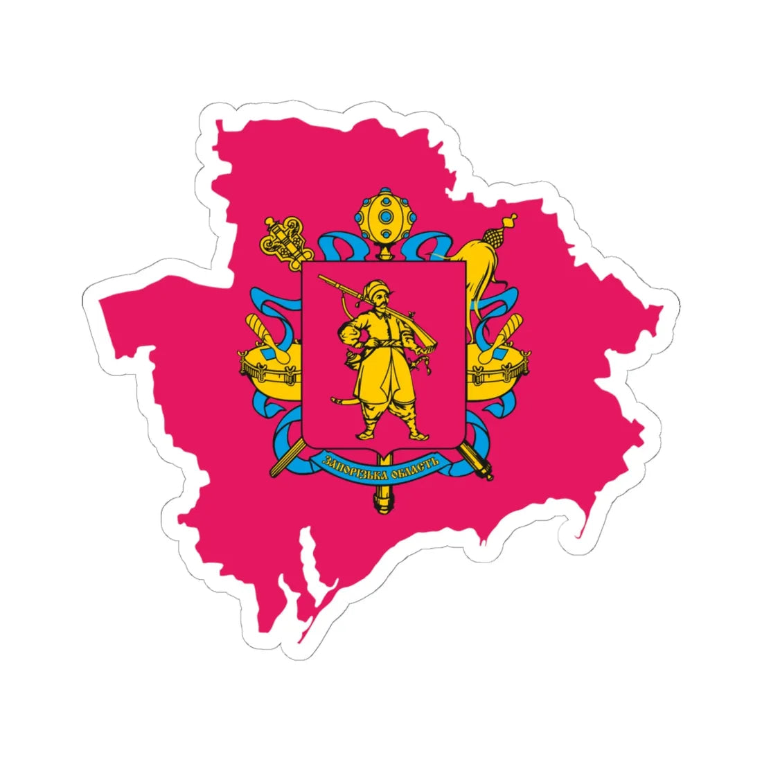 Flag-map of Zaporizhia Oblast (Ukraine) STICKER Vinyl Kiss-Cut Decal 6 Inch White - The Sticker Space