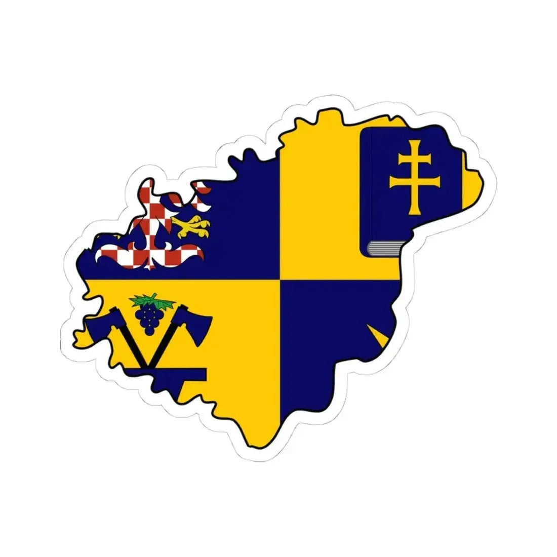 Flag-map of Zlin Region (Czech Republic) STICKER Vinyl Kiss-Cut Decal 4 Inch White - The Sticker Space